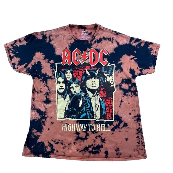 AC/DC | Shirts | Acdc Shirt Mens 2xl Bleach Wash Tiedye Highway To Hell ...